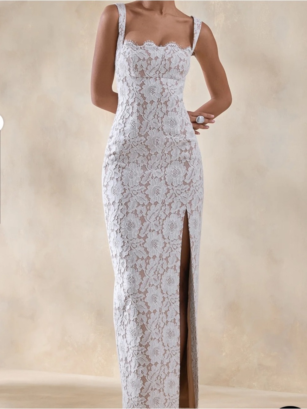 Club L London Zarisse White Lace Maxi Dress